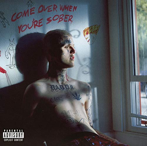 Lil Peep portrait with tattoos, window light, and graffiti background.