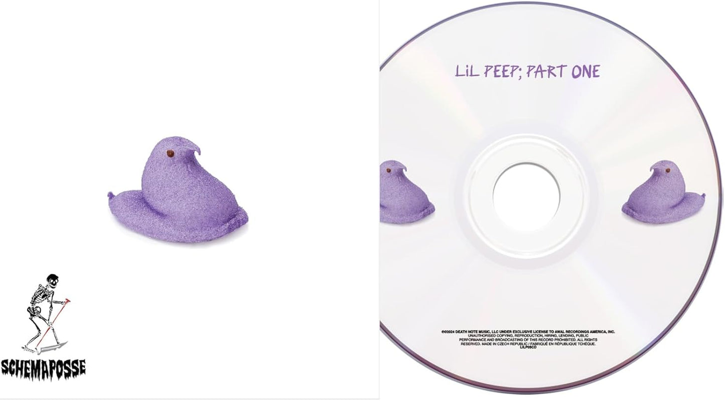 Lil Peep CD cover with pastel purple background and marshmallow peeps.