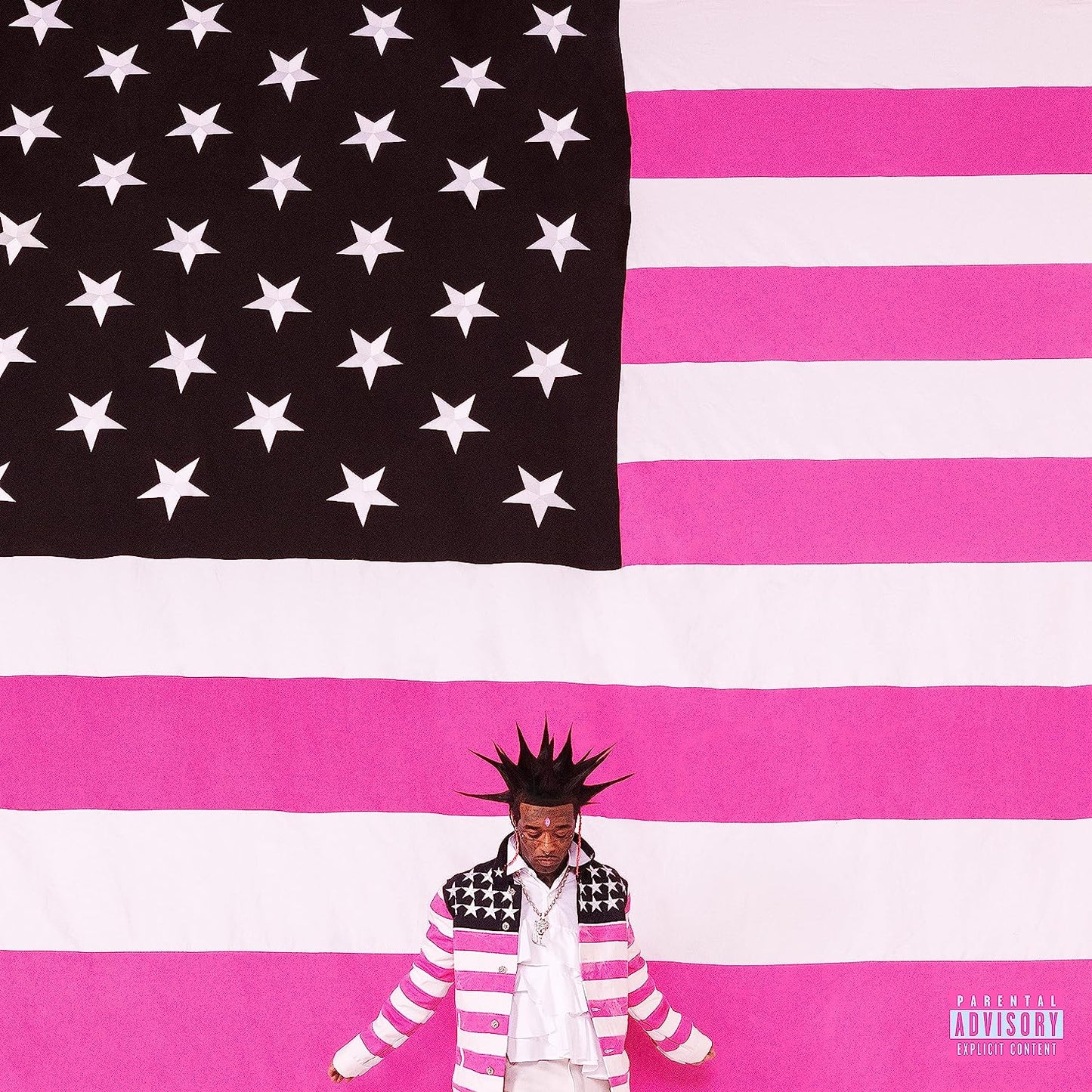 Lil Uzi Vert album cover with a distorted pink and black American flag.