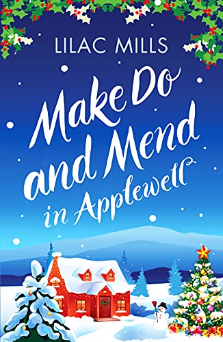 Book cover: snowy village scene with red roofed house and Christmas tree.