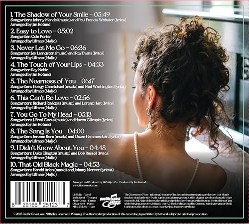 CD back cover featuring a woman with curly hair, tracklist, and barcode.