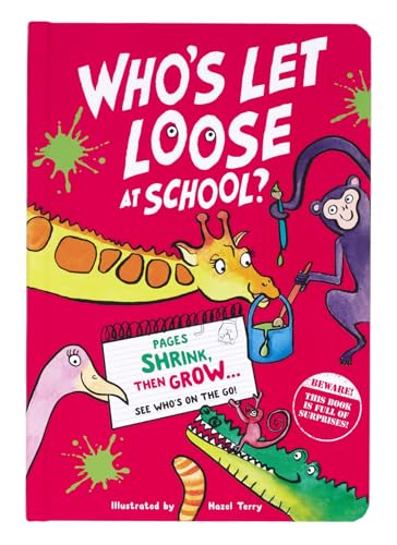 Red book cover with cartoon animals causing chaos at school.
