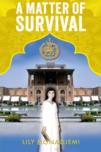 Book cover: woman in white, ornate building, yellow and blue design.