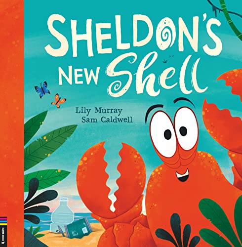 Book cover: red crab with a cracked shell, blue ocean background.