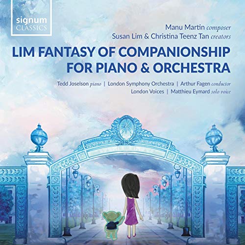 CD cover: blue archway, silhouetted figures, orchestral music by Susan Lim.