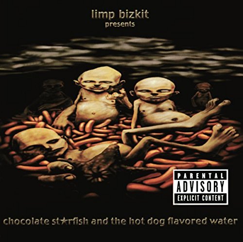 Album cover showing pale figures sitting in a pile of hot dogs.