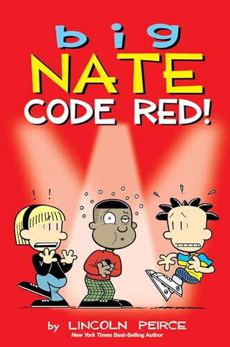 Book cover for Big Nate: Code Red! featuring three cartoon characters on red background.