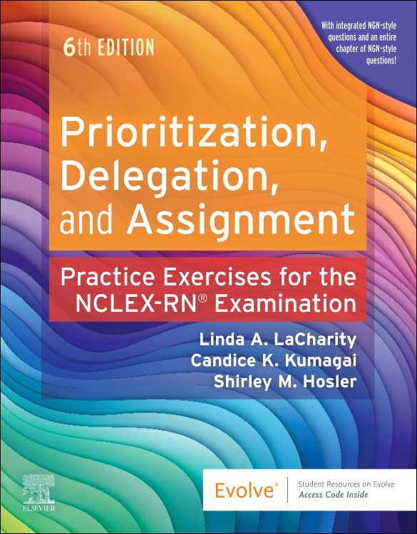 NCLEX review book cover: "Prioritization, Delegation, and Assignment" 6th edition.