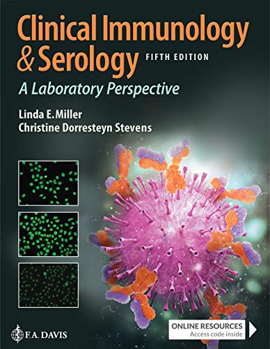 Textbook cover: "Clinical Immunology & Serology," featuring a virus illustration.
