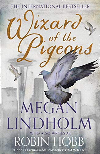 Book cover: “Wizard of the Pigeons” with flying pigeons and city skyline.