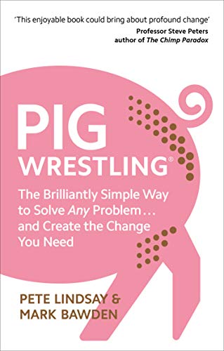 Book cover: pink pig illustration with bold white text, "Pig Wrestling.