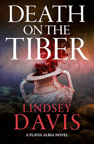 Book cover: “Death on the Tiber” with a Roman jug and blood-red splatter.