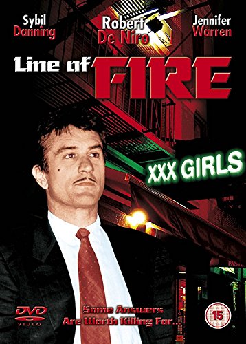 DVD cover for "Line of Fire" featuring Robert De Niro and a neon sign.