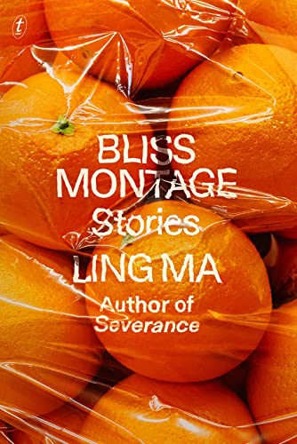 Book cover showing oranges wrapped in crinkled clear plastic with white text overlay.