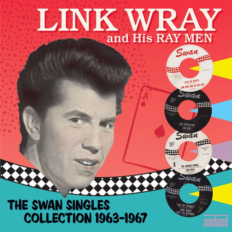 Link Wray album cover featuring a portrait and stacked record graphics.