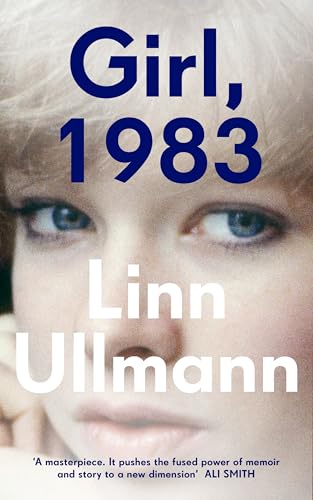 Book cover: close-up of a woman’s face with bold blue title “Girl, 1983”.