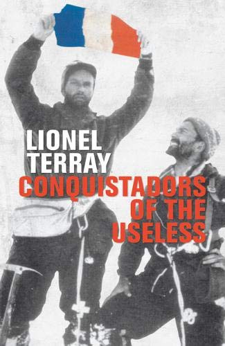 Two mountaineers in climbing gear, one holding a French flag, on a book cover.