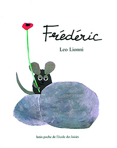 Book cover: a gray mouse peeks from behind a large stone with a red flower.