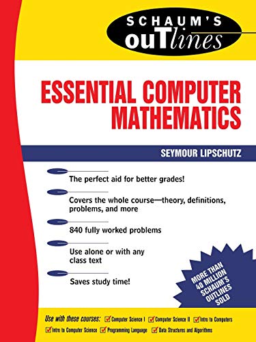 Yellow cover of "Essential Computer Mathematics" textbook by Seymour Lipschutz.