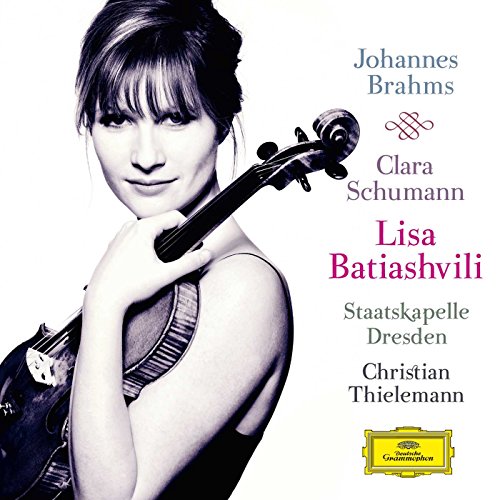 CD cover featuring violinist Lisa Batiashvili, composers Brahms and Schumann.