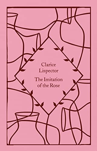 Pink book cover with abstract line drawing of roses and vases.