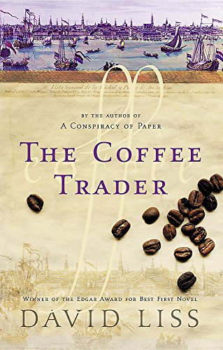 Book cover for “The Coffee Trader” with ships and coffee beans.