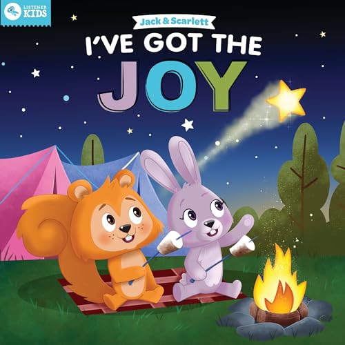 Squirrel and rabbit roasting marshmallows by a campfire under stars.