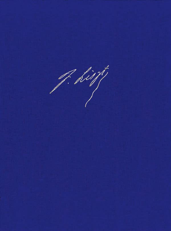 Dark blue sheet music cover with gold script signature "F. Liszt".