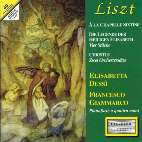 CD cover for Liszt’s “Piano For Four Hands” featuring religious artwork.