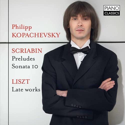 CD cover showing a man in a tuxedo with crossed arms, text listing musical works.