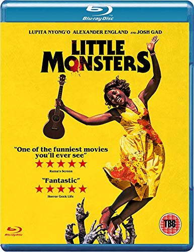 Blu-ray case for "Little Monsters" with a chaotic school bus scene on the cover.