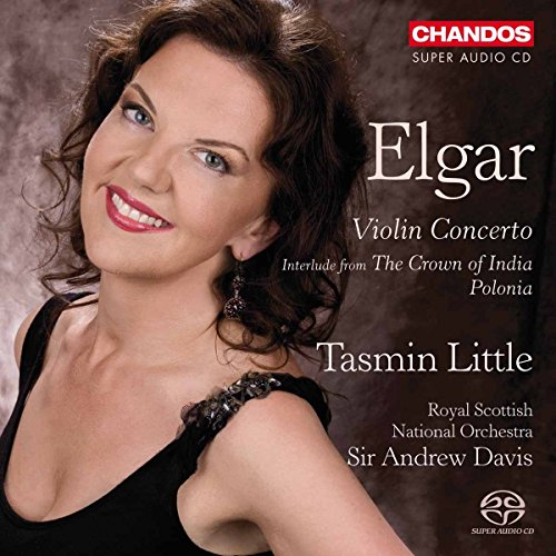 CD cover featuring violinist Tasmin Little and composer Elgar’s name.