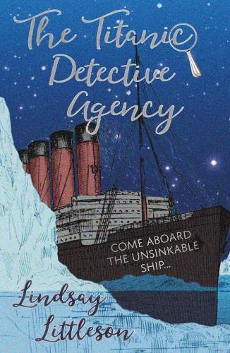Book cover showing the Titanic ship near an iceberg under a starry night sky.