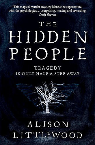 Book cover: “The Hidden People” with a bare tree and dark background.