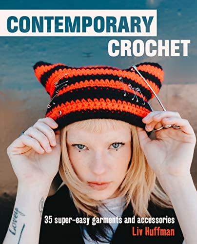 Book cover with a person wearing a striped crochet cat-ear hat.