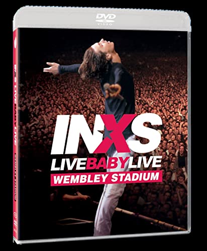 DVD cover for INXS’s “Live Baby Live” concert at Wembley Stadium.