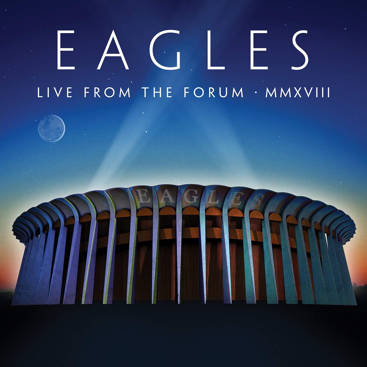 Eagles “Live From The Forum Mmxviii” Blu-ray and CDs in open case.