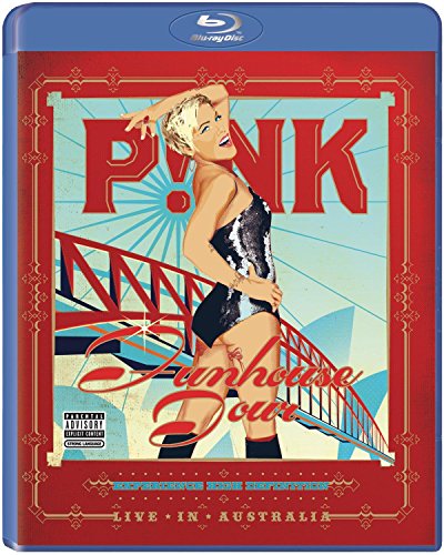 Blu-ray cover for Pink’s “Live In Australia” concert, featuring a stylized portrait.
