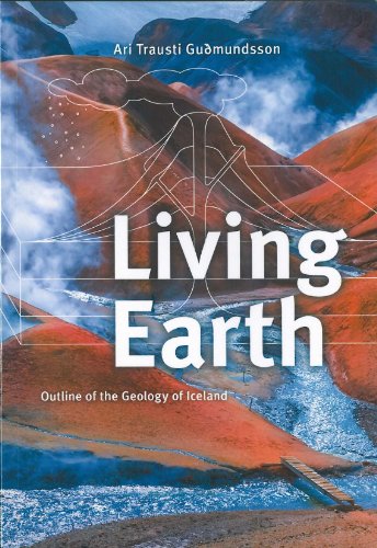 Book cover: "Living Earth," geology of Iceland, with red rock formations.