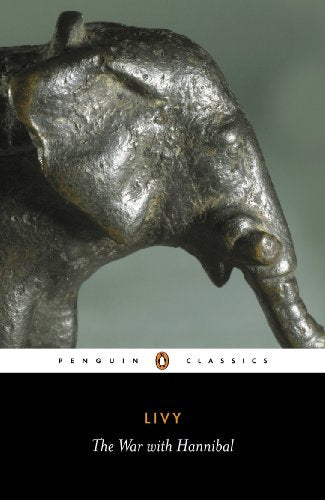 A bronze elephant sculpture on the cover of the Penguin Classics book by Livy.