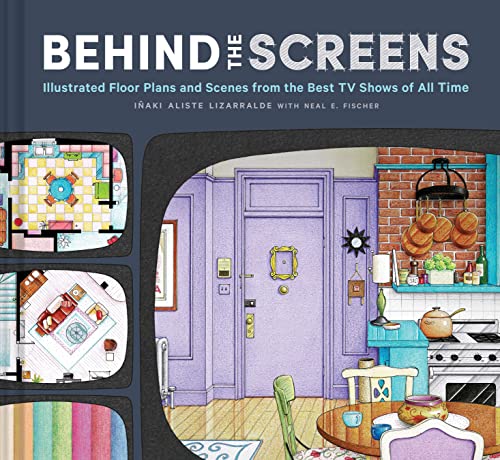 Book cover featuring illustrated TV show floor plans and a "Friends" kitchen.