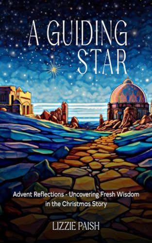 Book cover with a starry sky, building, and winding path.