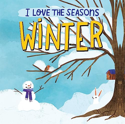 Book cover: winter scene with snowman, rabbit, birds, and snowy branches.