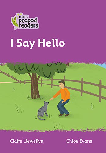 Book cover: boy and cat in a green field, purple background.