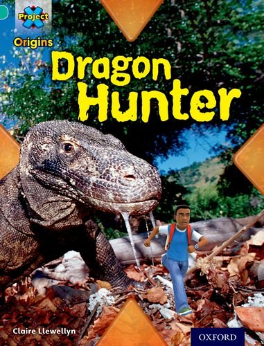 Book cover: boy running from a large lizard in a jungle setting.