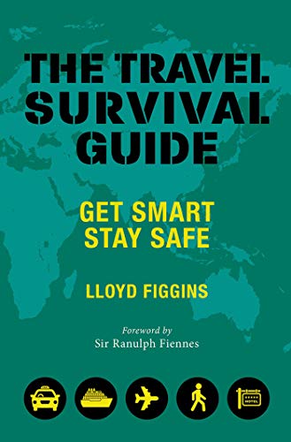 Book cover: "The Travel Survival Guide" with a world map background.