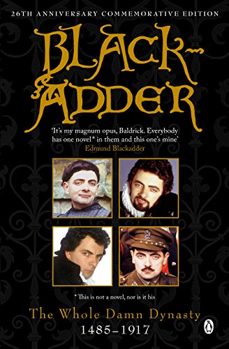 Book cover featuring four portraits of Rowan Atkinson as Blackadder across time.