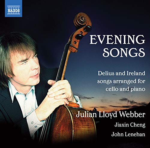 CD cover featuring Julian Lloyd Webber with a cello, titled "Evening Songs.