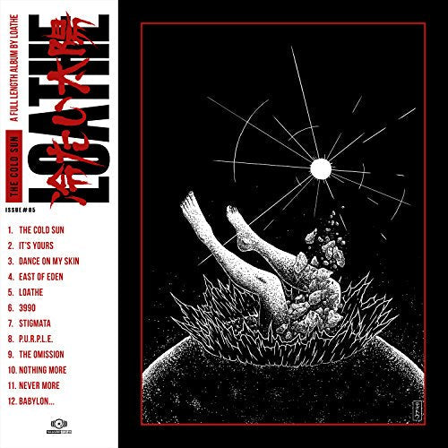 Loathe album cover: black and white illustration of a figure and sunburst.