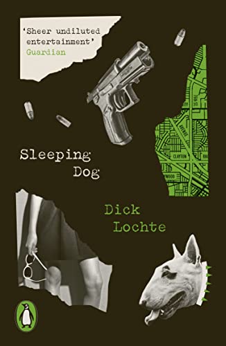 Book cover: gun, map, dog head, torn paper, black and white collage.